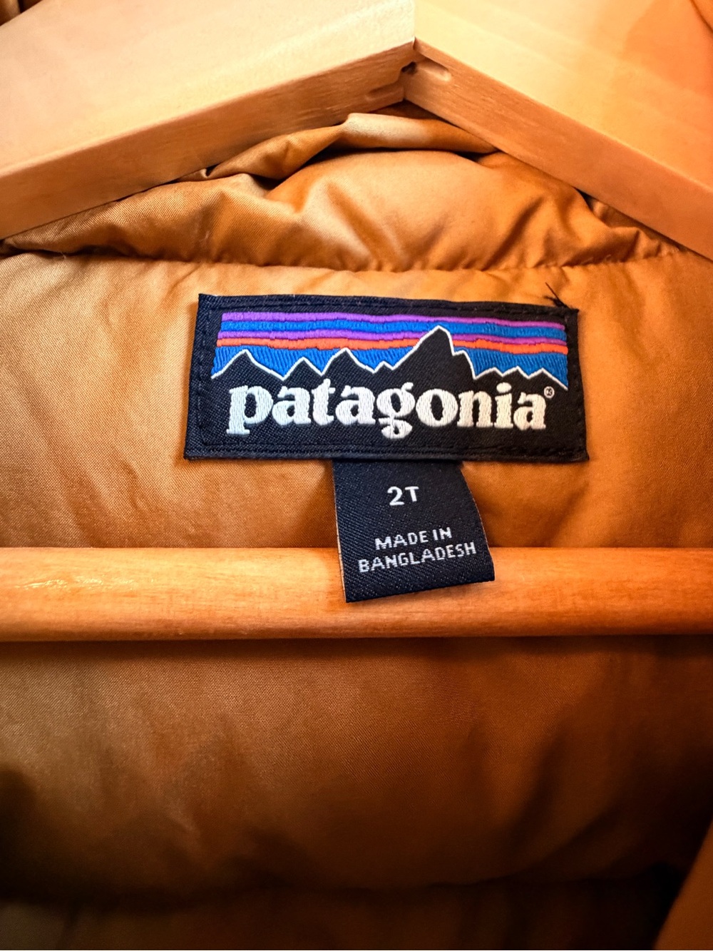 Patagonia Kids Hooded Puffer Jacket - Slate Blue with Tan Accents - Picture 4 of 4